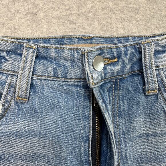 Joe's Bermuda Denim Shorts WMNS 27 Mid Rise Distressed Light Wash Blue Stretchy - Picture 3 of 8